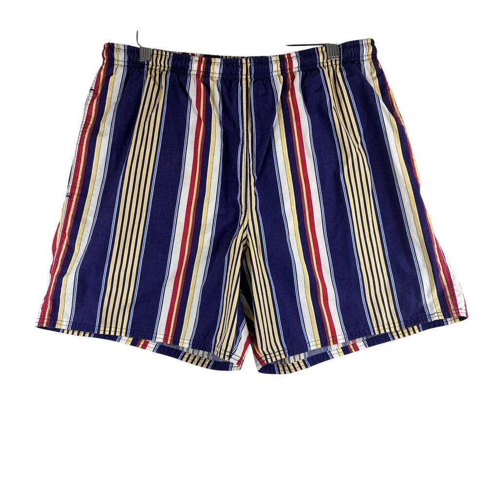 Vintage Eddie Bauer Mesh Lined Swim Trunks Shorts Men's Medium Striped Preppy